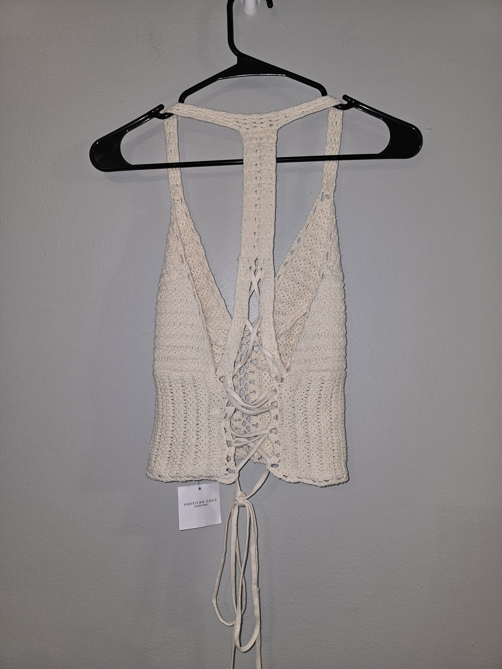 The Summer I Turned Pretty Crochet V-Neck Crop Top in Cream - Picture 4 of 10